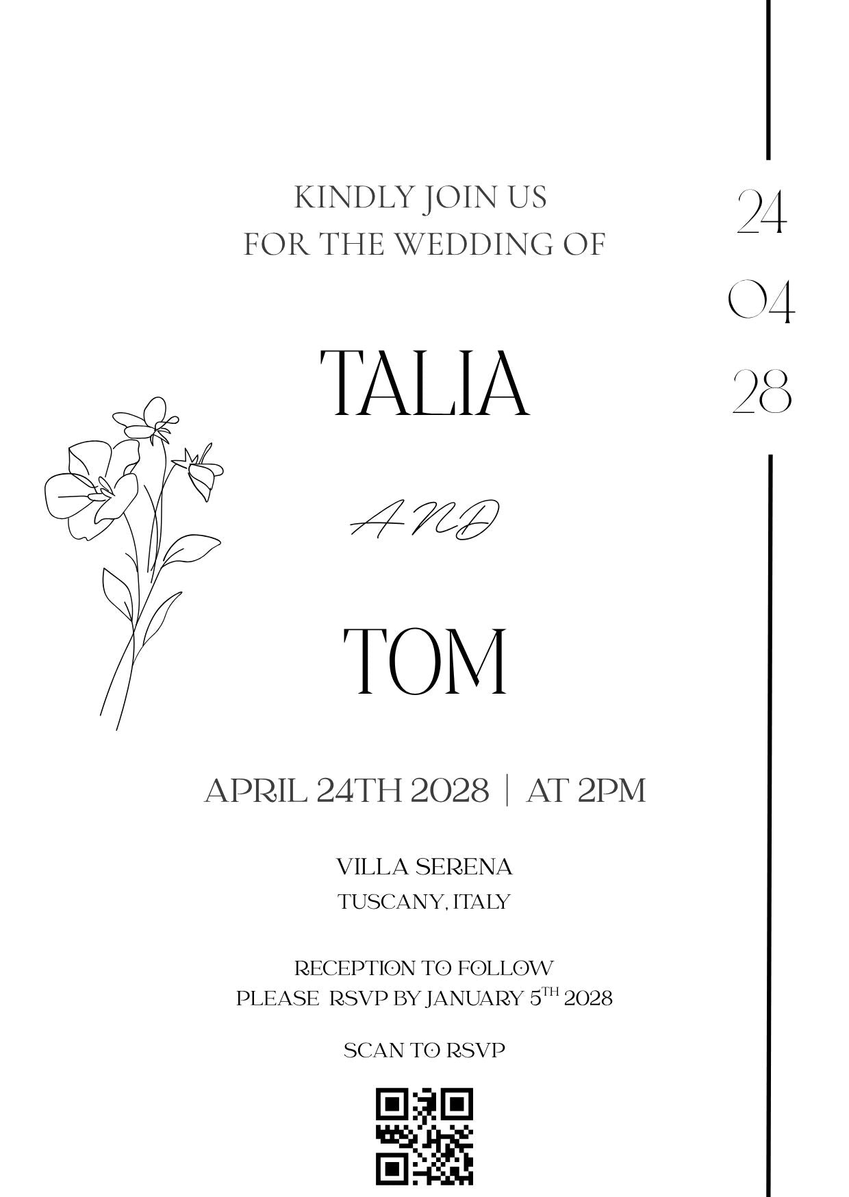 Elegant Personalised Wedding invitation