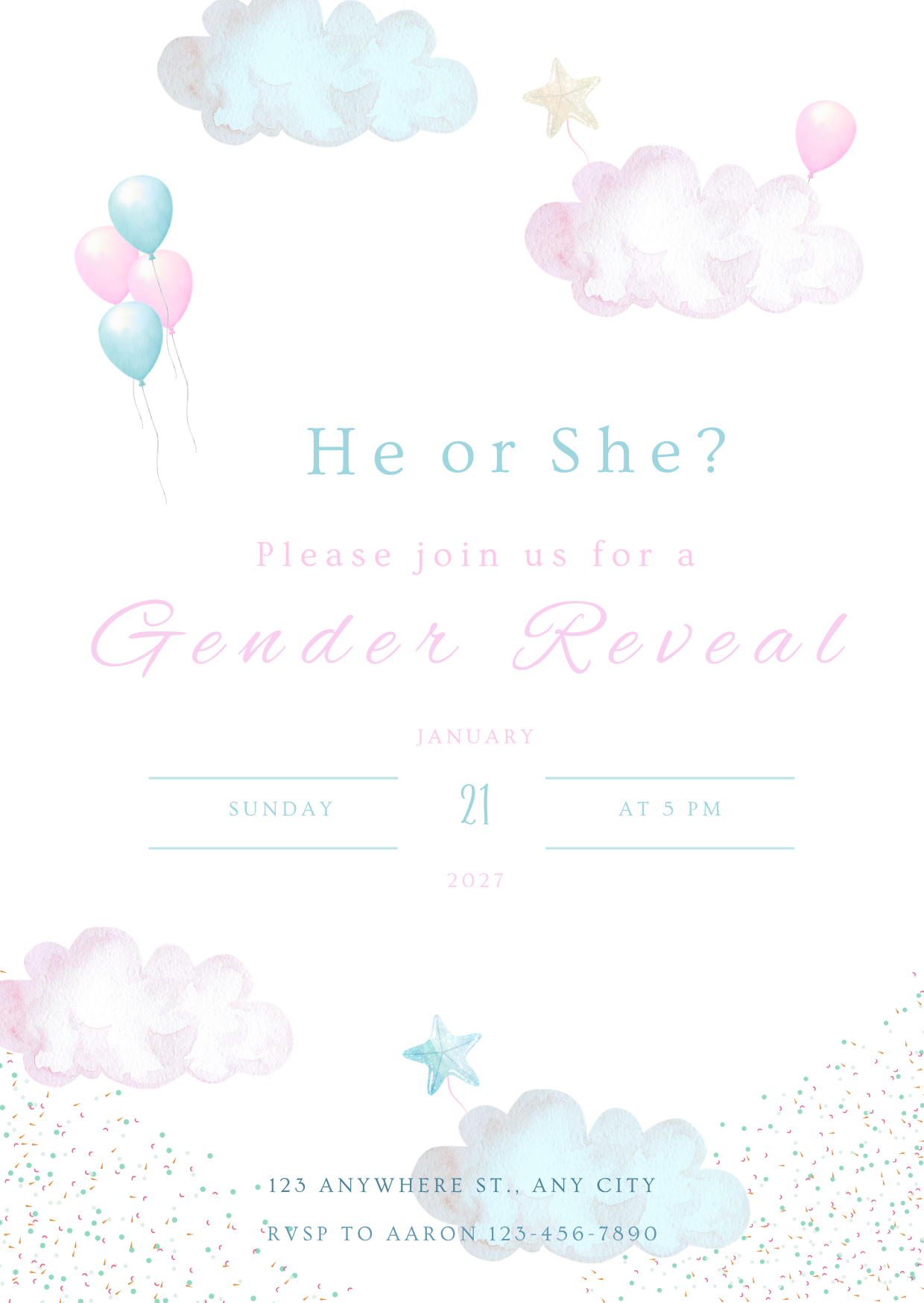 Personalised Gender Reveal Invitation
