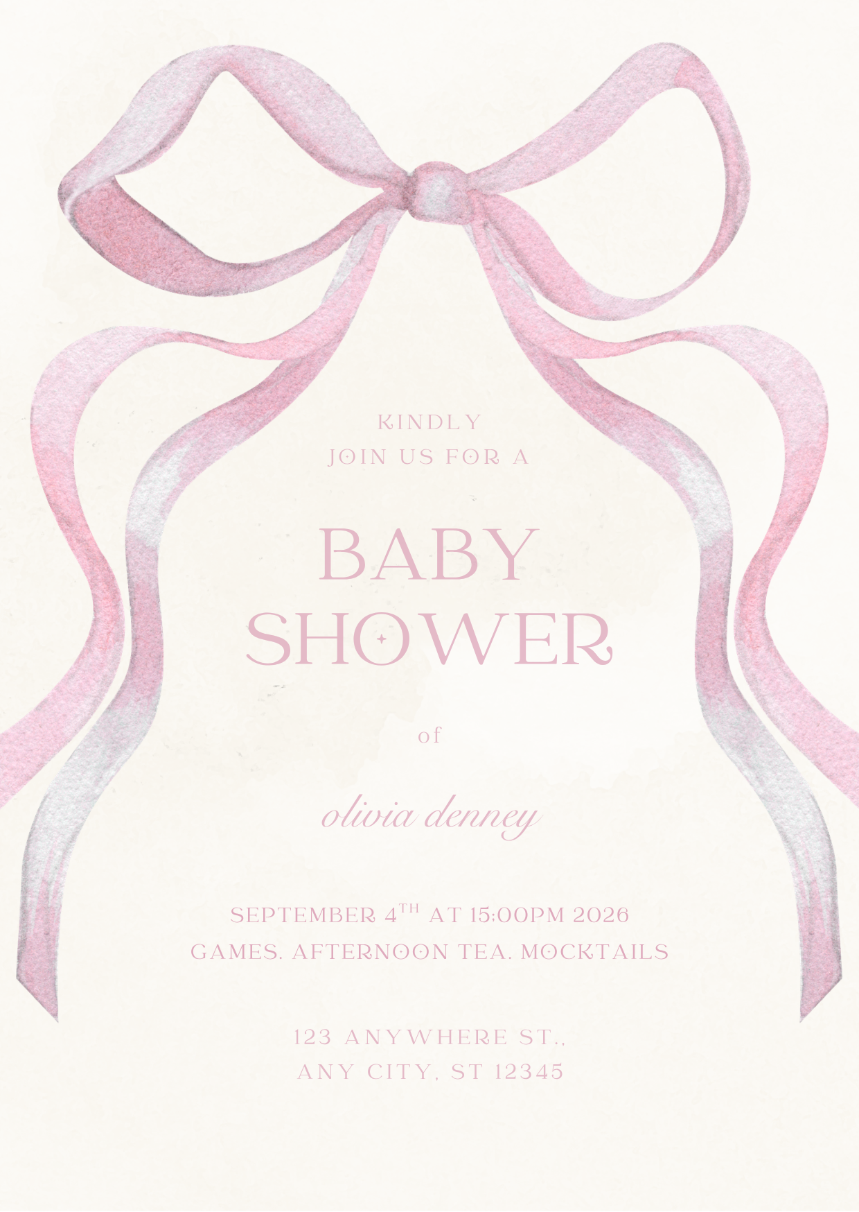 Personalised Pink or Blue Baby Shower Invitation