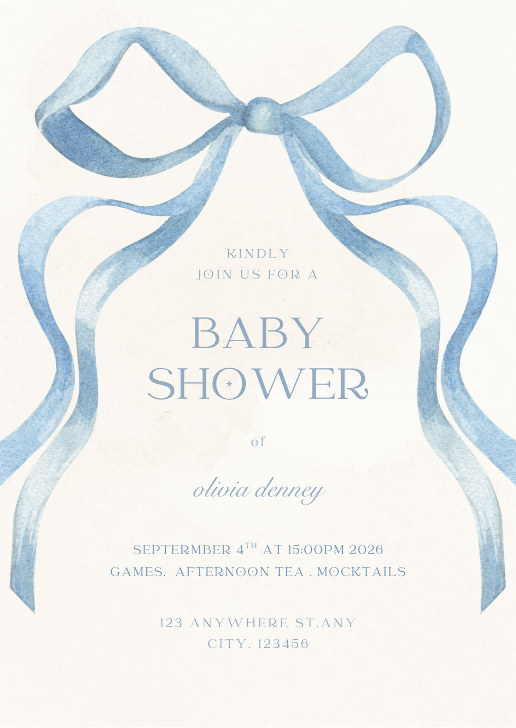 Personalised Pink or Blue Baby Shower Invitation