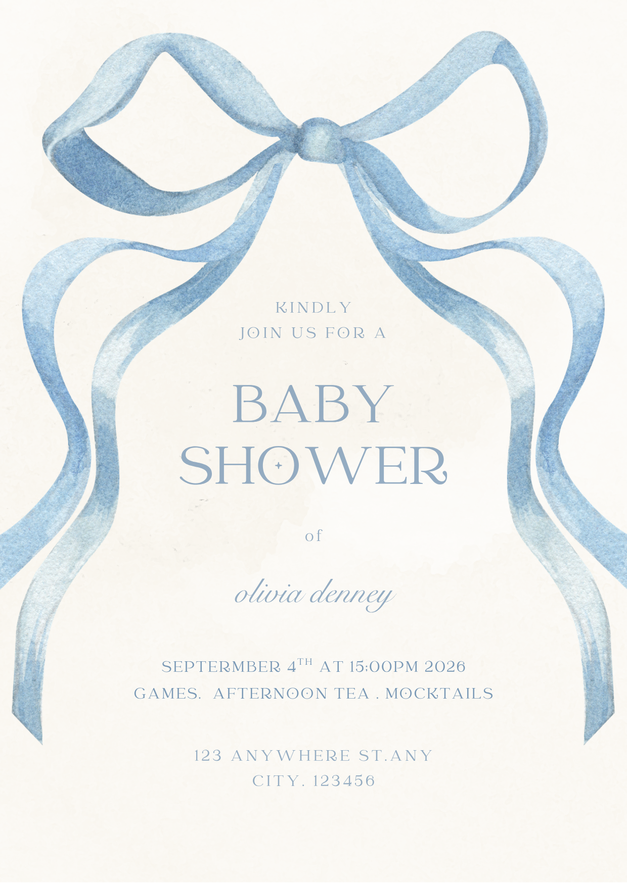 Personalised Pink or Blue Baby Shower Invitation