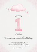 Pink Personalised First Birthday Invitation