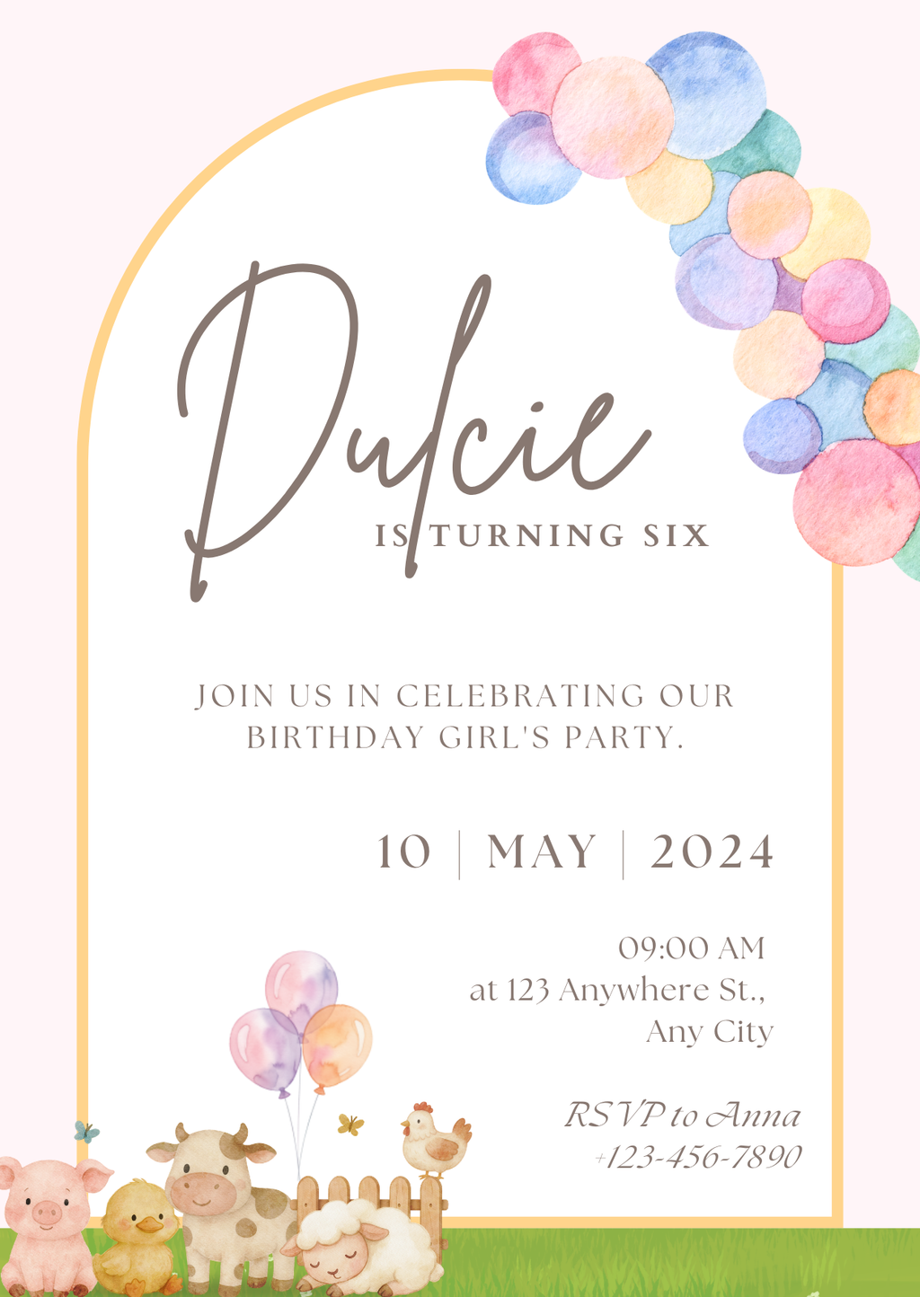 Pink Children's Personalised Birthday Party Invitations
