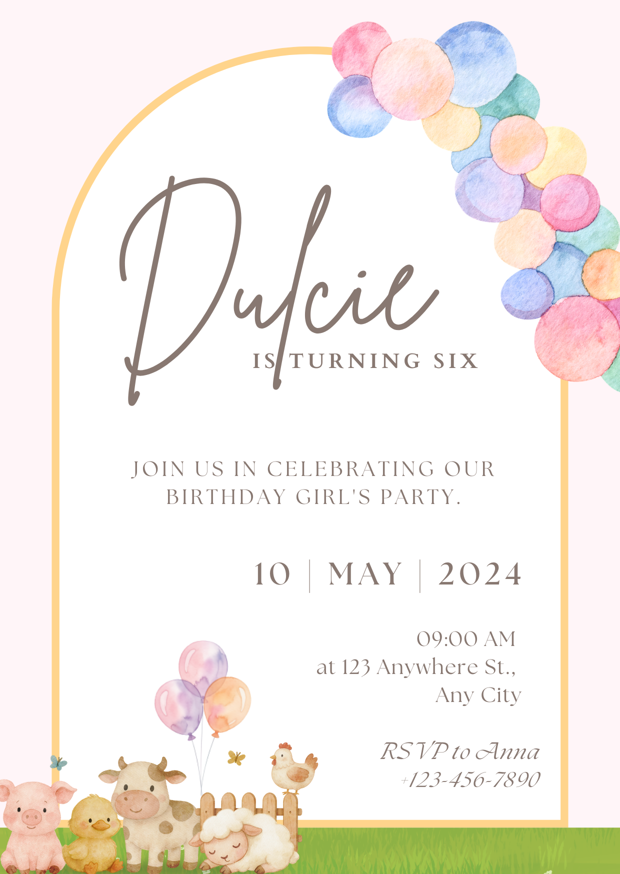 Pink Children's Personalised Birthday Party Invitations