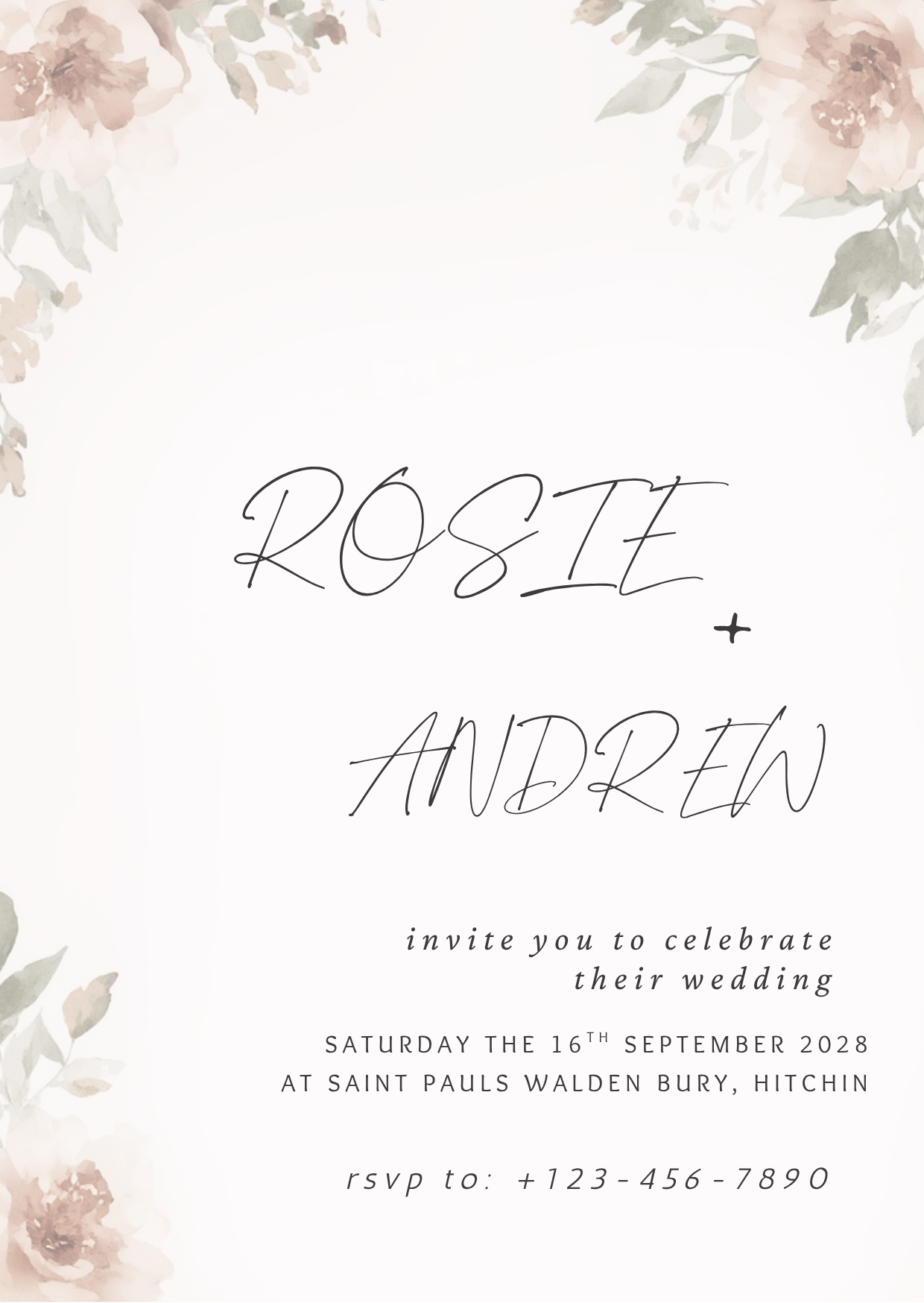 Floral Personalised Wedding Invitation