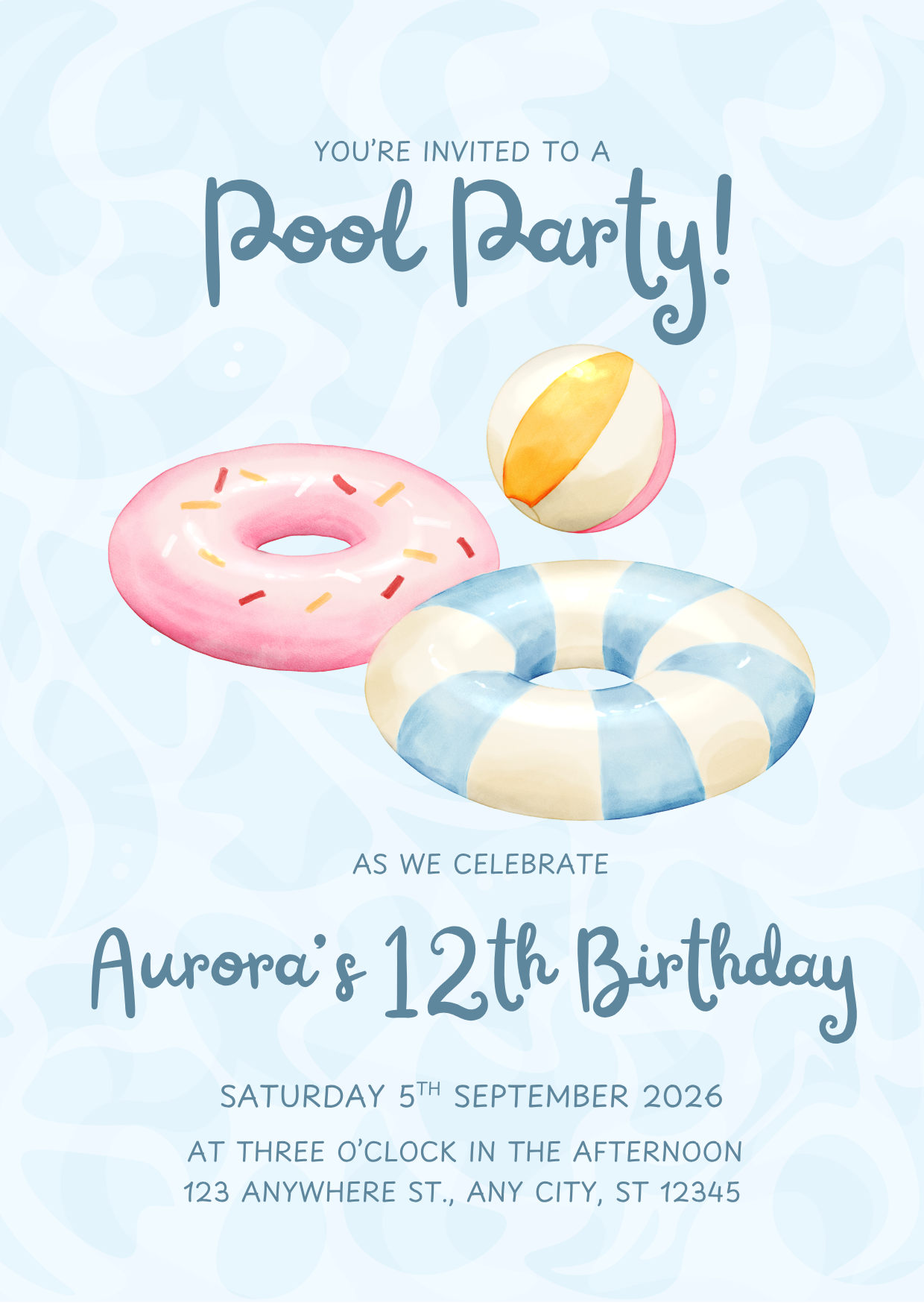 Personalised Pool Party Invitation