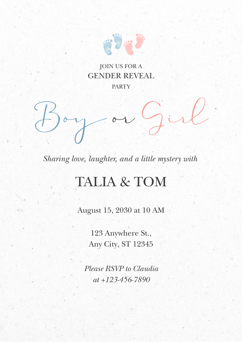 Personalised Gender Reveal Invitation