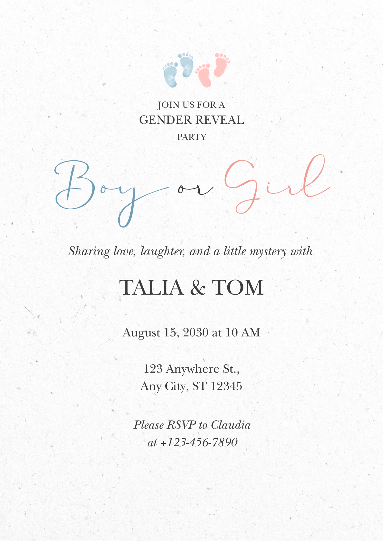 Personalised Gender Reveal Invitation