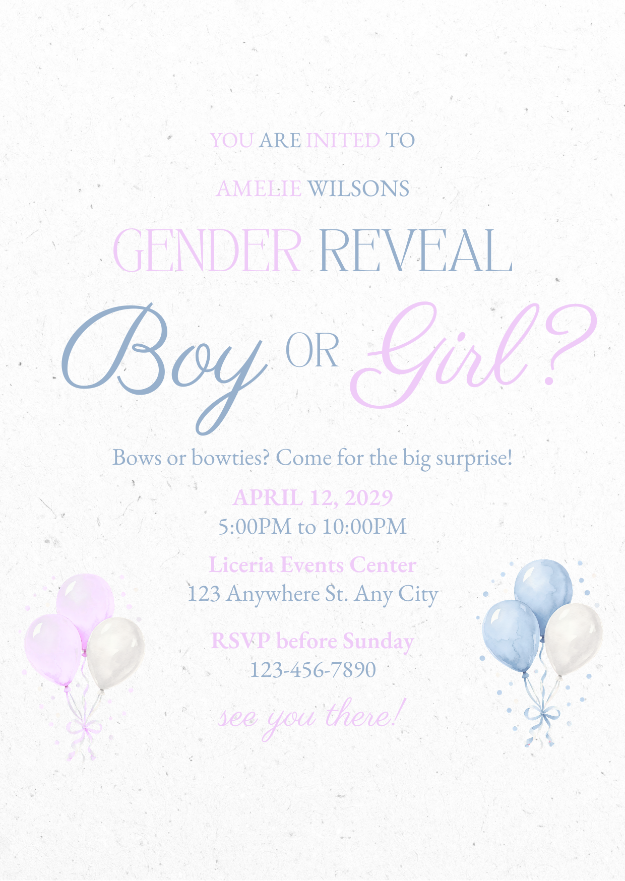 Personalised Gender Reveal Invitation