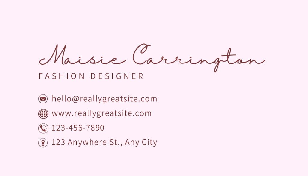 Personalised Double Sided Pink Business Card