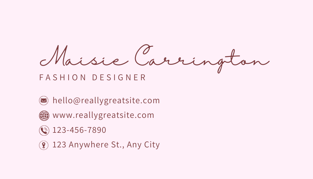 Personalised Double Sided Pink Business Card