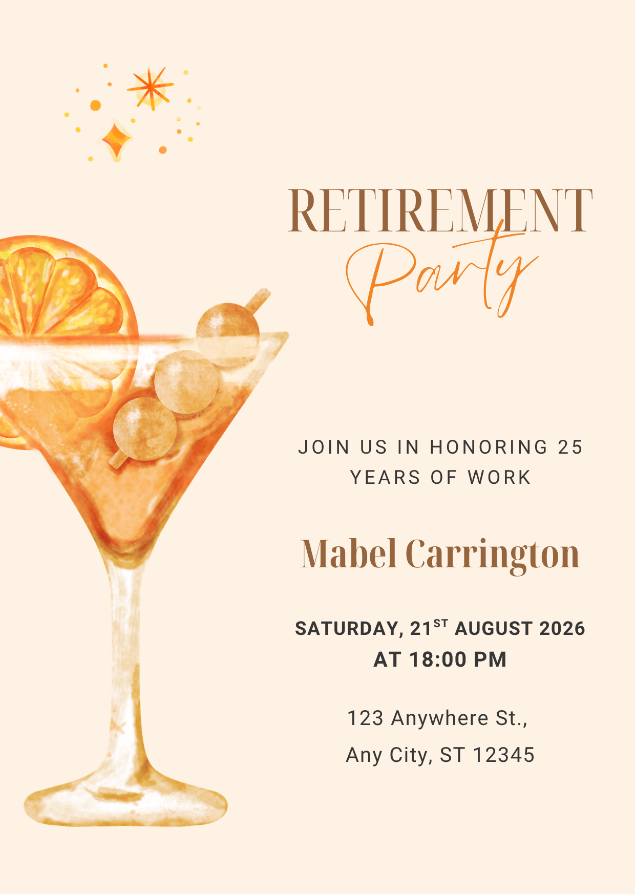 Personalised Retirement Invitation